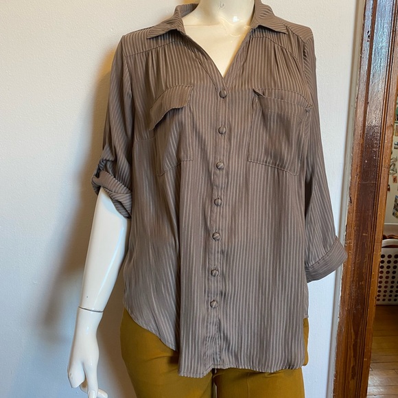 Torrid Striped Button Down Blouse - Picture 3 of 7